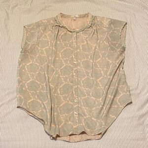 Joie Light Pink and Green Patterned Blouse